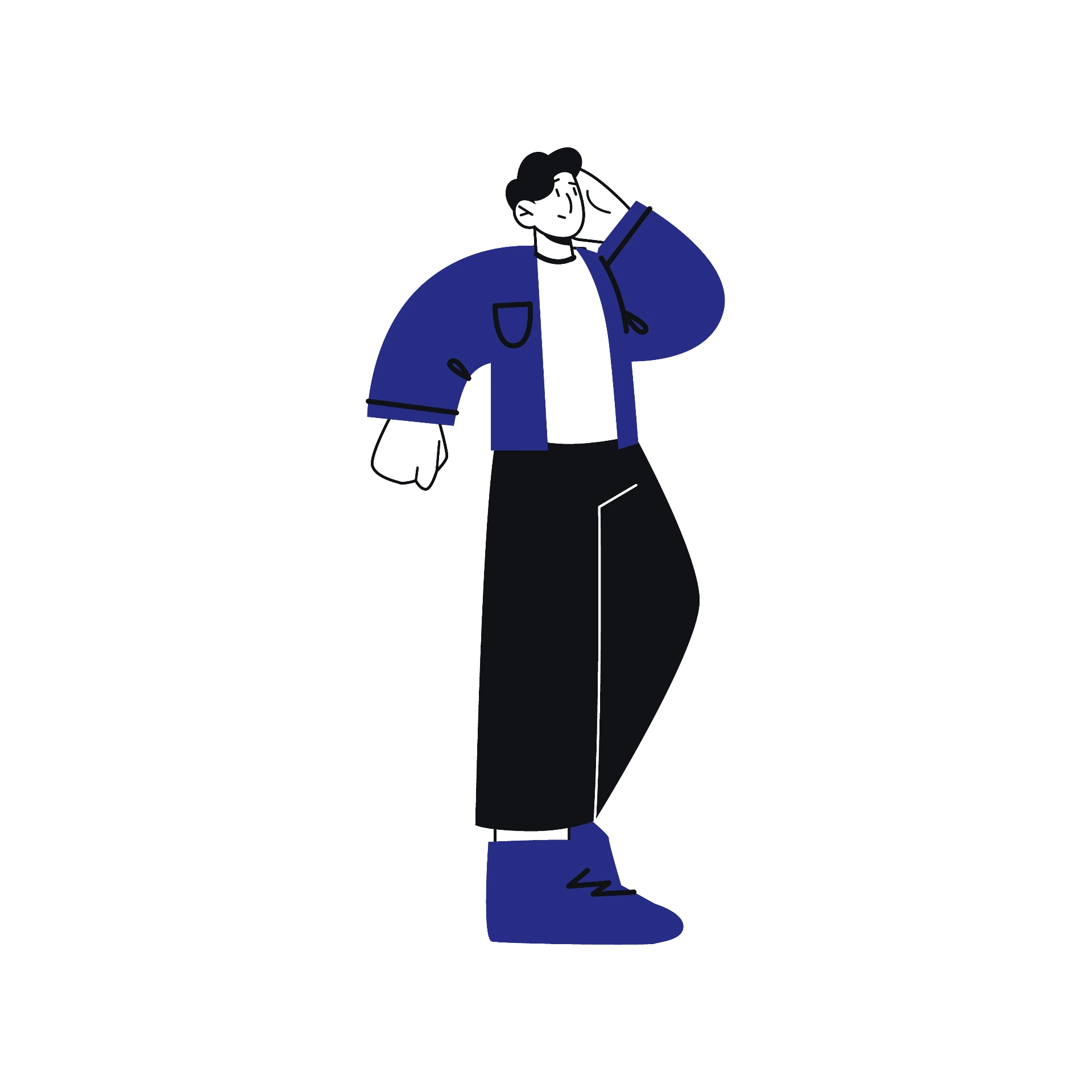Illustrated young man in a blue jacket